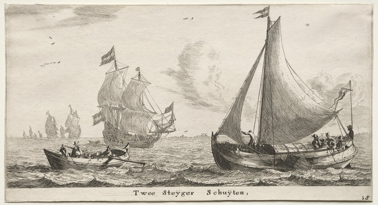 Navios de Amsterdã: dois barcos de cais. de Reinier Nooms