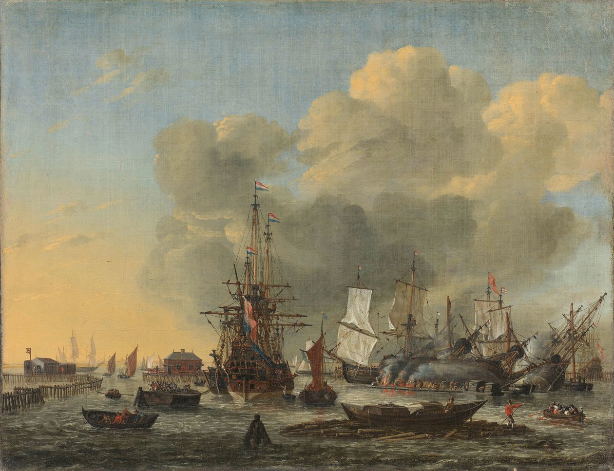 O Calafetagem de Navios no Bothuisje em Het IJ em Amesterdão de Reinier Nooms