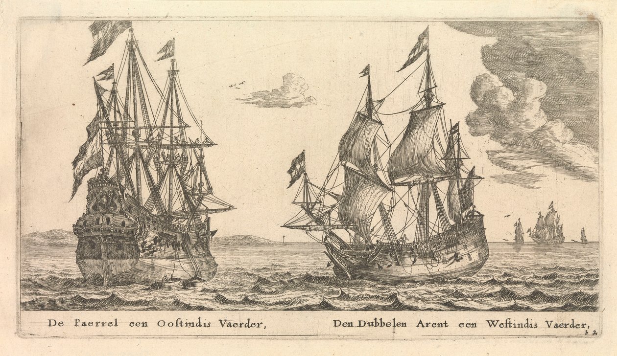 Os navios neerlandeses "Paerrel" e "Dubbelen Arent de Reinier Nooms