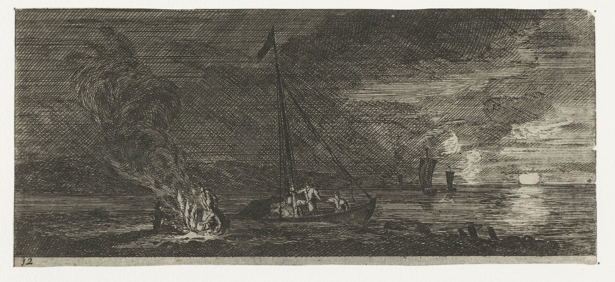 Seascape à noite Vários Embarquements et autre Faicts (título da série) Várias embarcações e afins (título da série) de Reinier Nooms