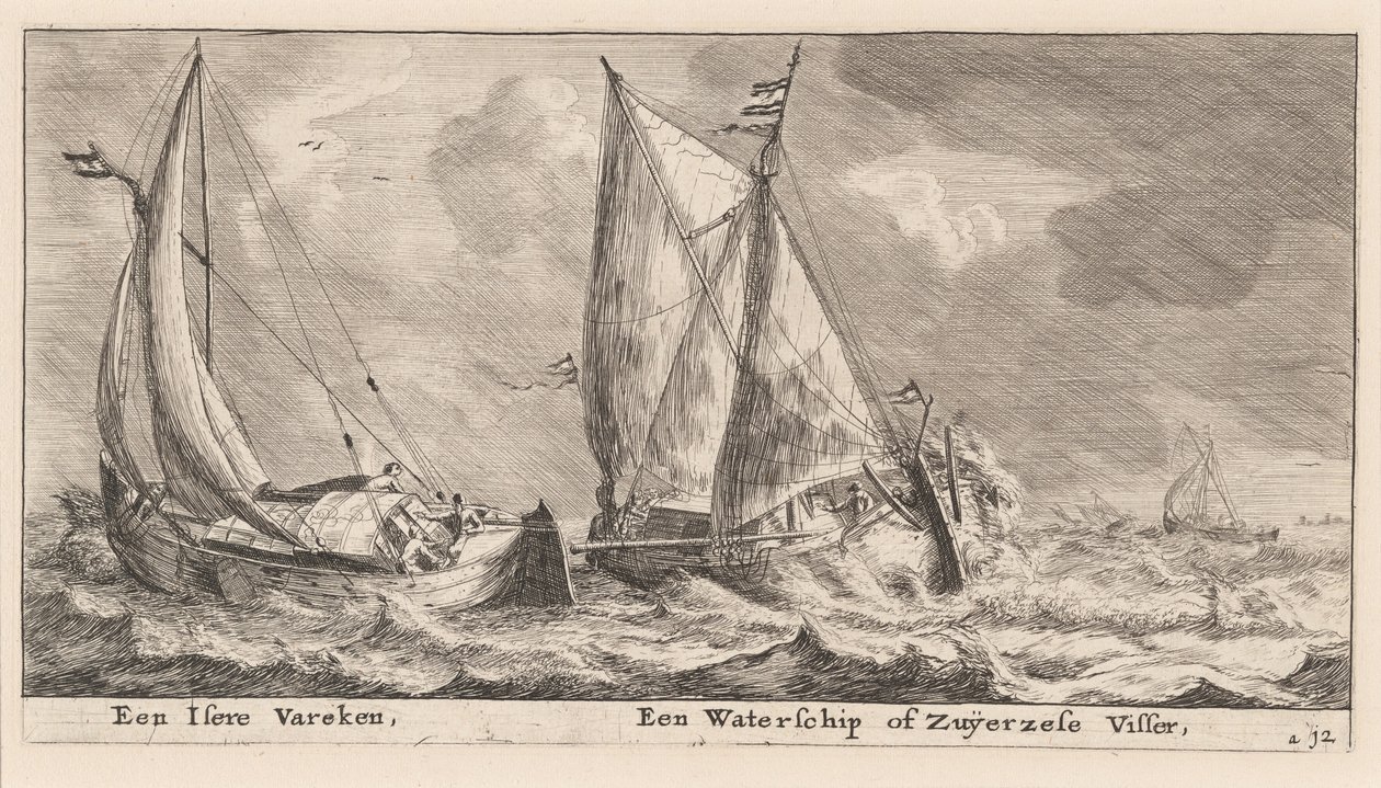 Um navio "Isère" e um barco de pesca Waterschip ou Zuiderzee de Reinier Nooms, called Zeeman