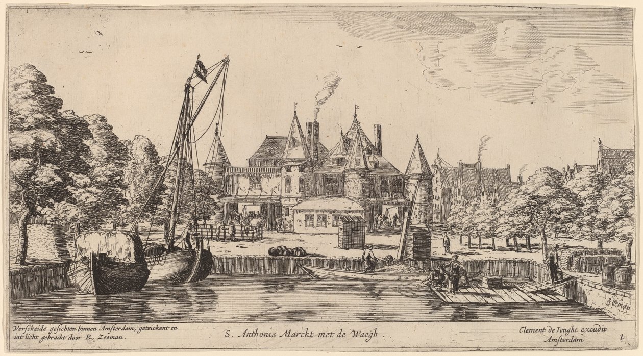 Nieuwmarkt com St. Anthonis Waag (S. Anthonis Markt com o Waegh) de Reinier Nooms, called Zeeman