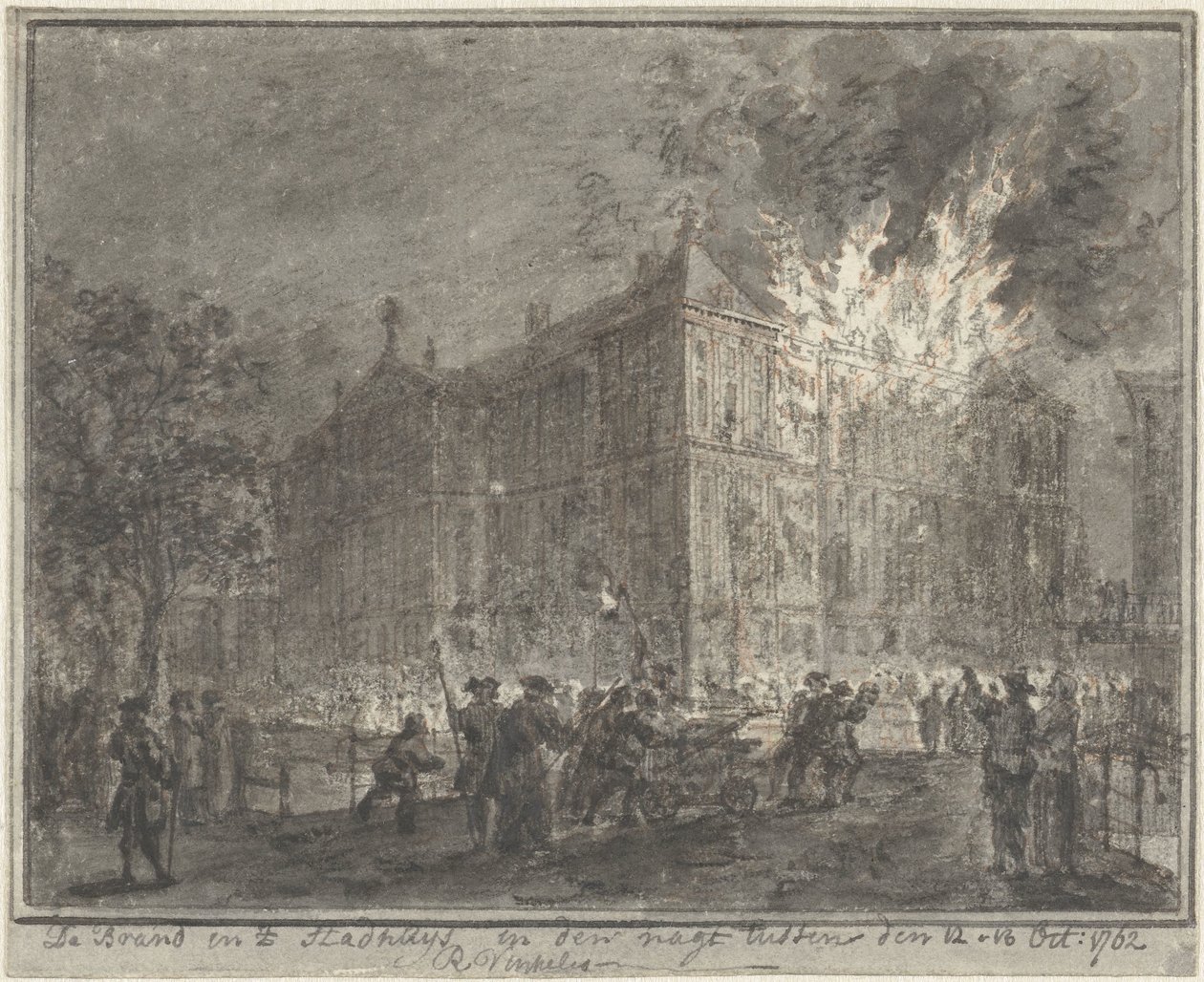 Incêndio na Câmara Municipal de Amesterdão, 1762 de Reinier Vinkeles (I)