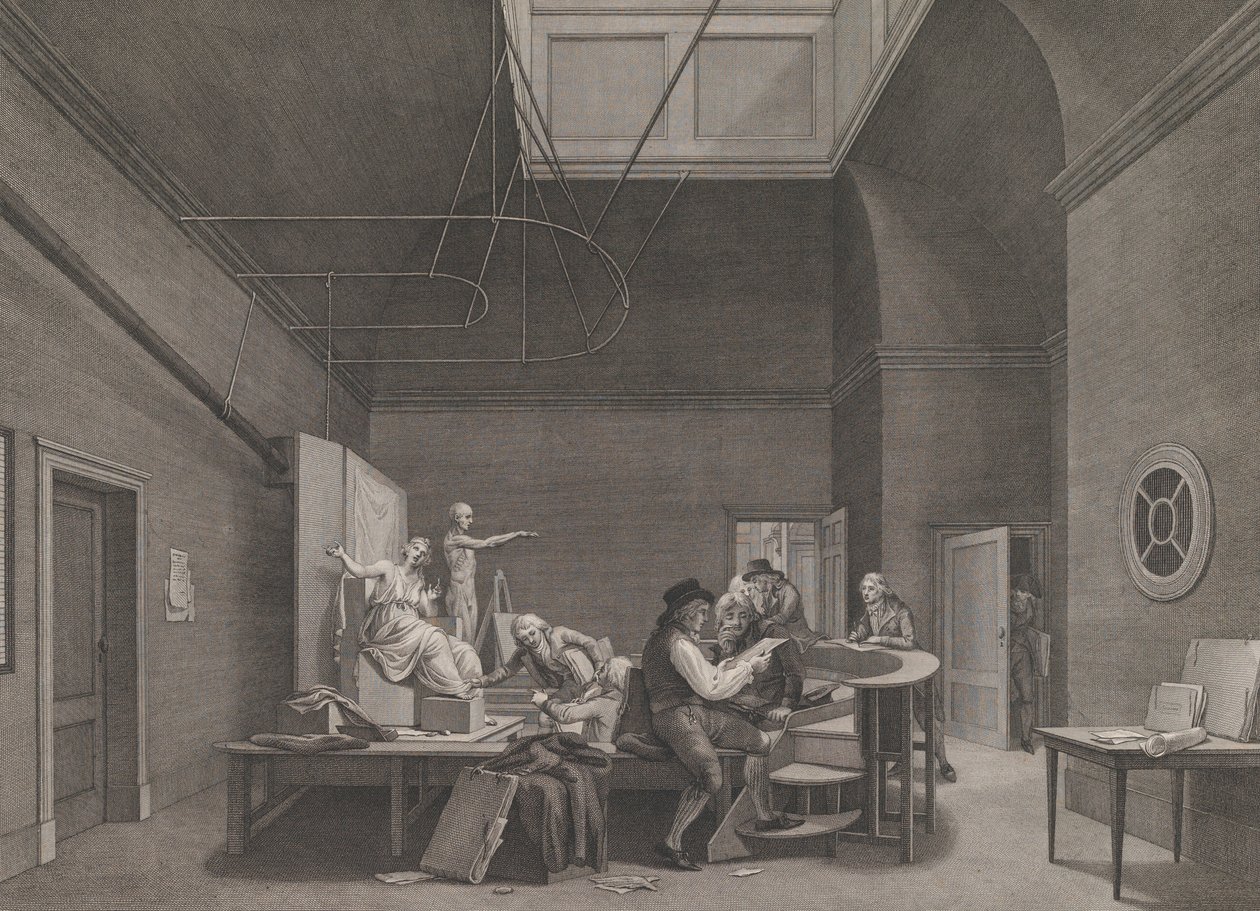 A Academia de Desenho da Felix Meritis Society em Amsterdã, ca. 1800. de Reinier Vinkeles