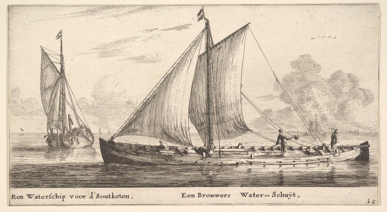 Um Watership carregando água para salinas e outro carregando água para o século XVII. de Reinier Zeeman