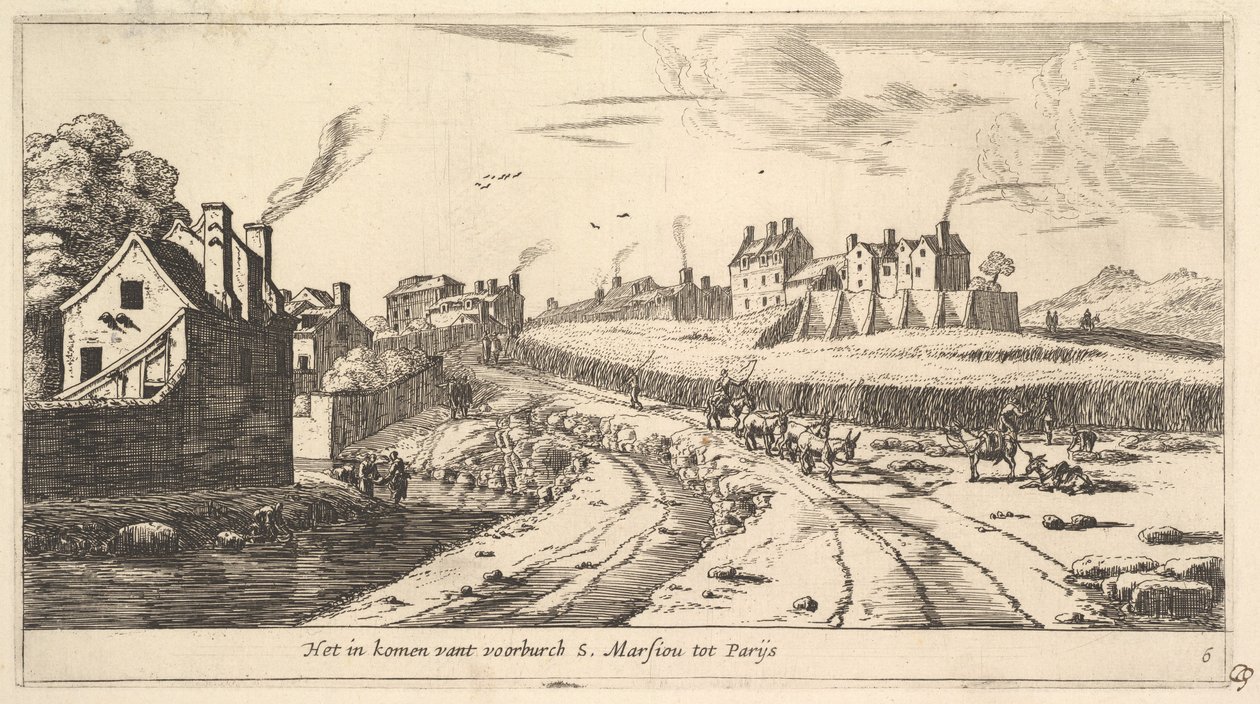 Entrada para o subúrbio de Saint Marceau, perto de Paris, século XVII. de Reinier Zeeman