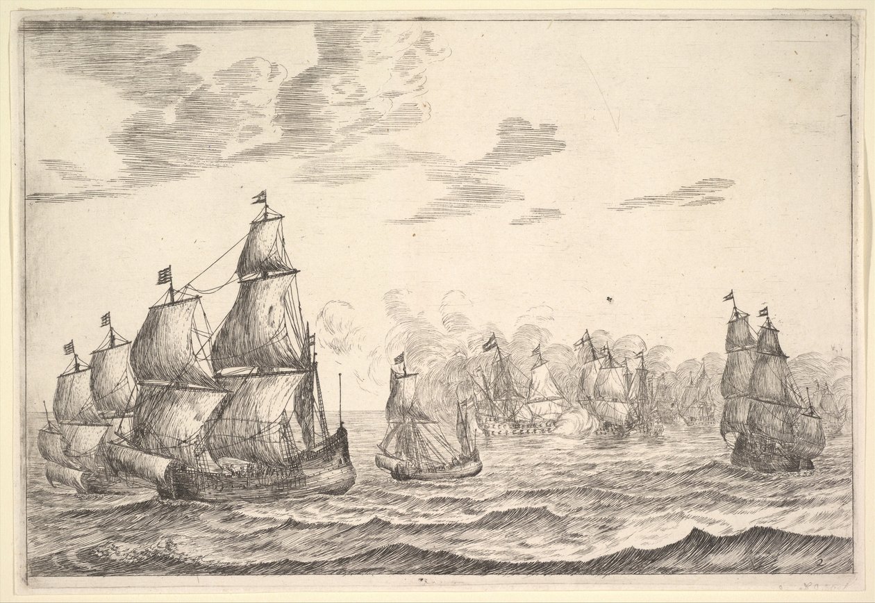 Cena de Batalha Naval, século XVII. de Reinier Zeeman
