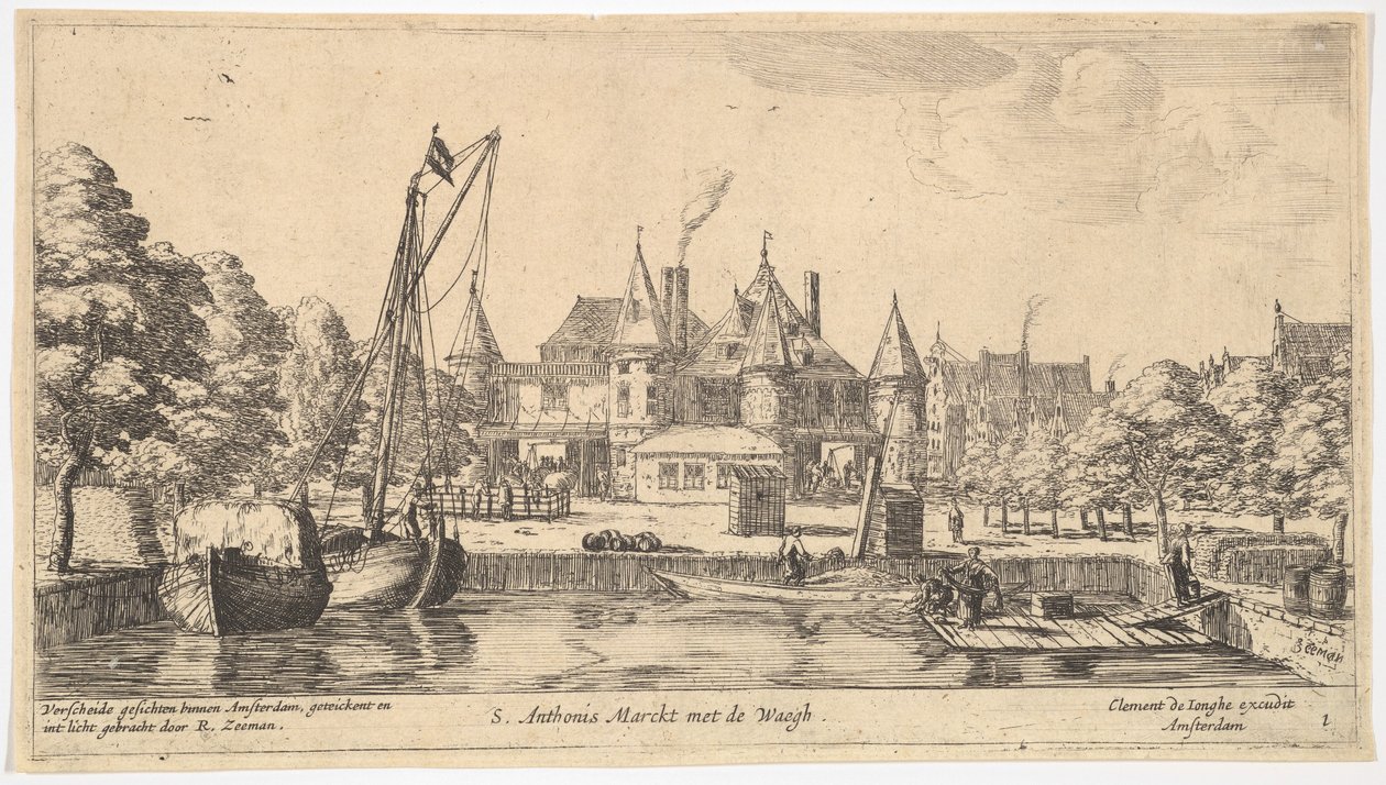 S. Anthonis Marckt com os Waegh, século XVII. de Reinier Zeeman