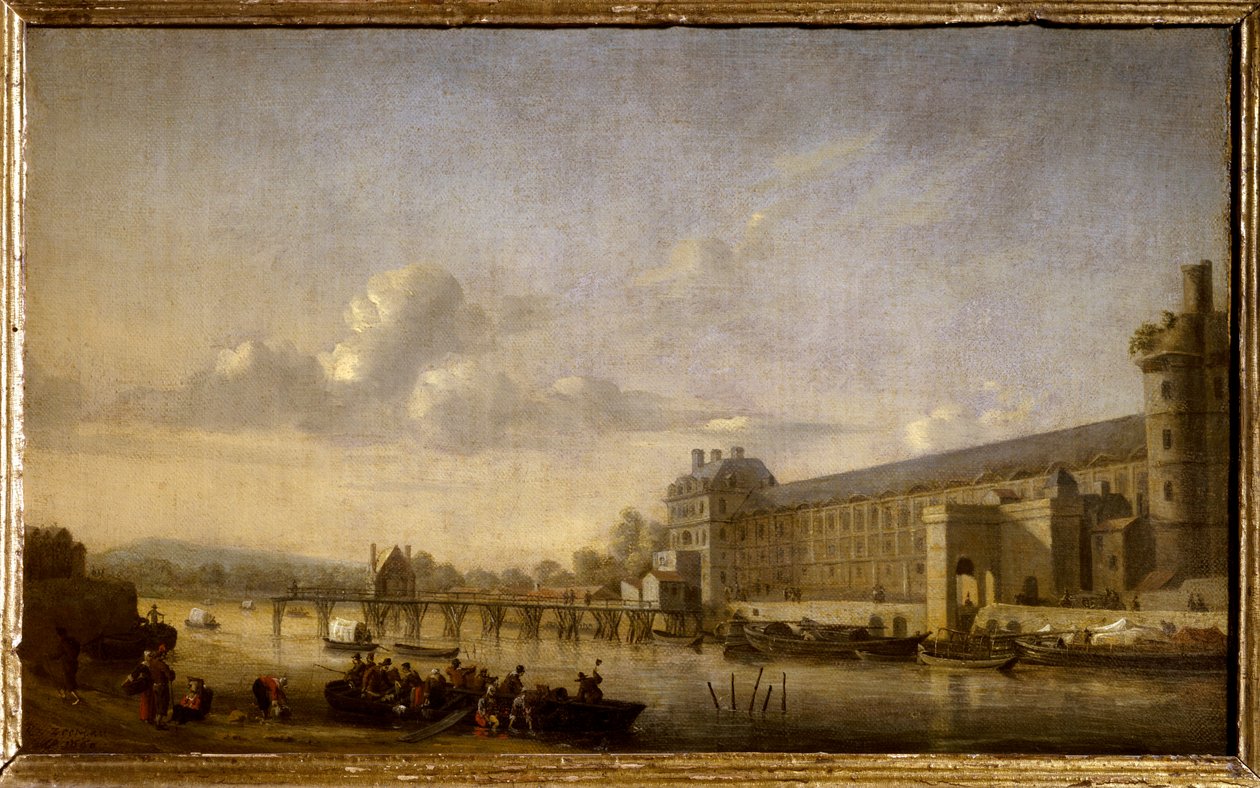 Vista do Sena com a fachada sul e a grande galeria da Pintura do Louvre por Reinier Nooms dit Zeeman (1623-1667) 1660 Sun. 0,26x0,41 m Paris, Musee du Louvre. de Reinier Zeeman