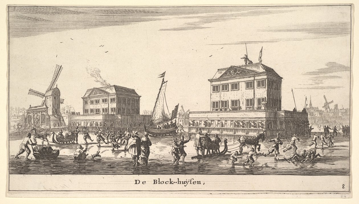 Cena de inverno no Blockhouse em Amsterdã, século XVII. de Reinier Zeeman
