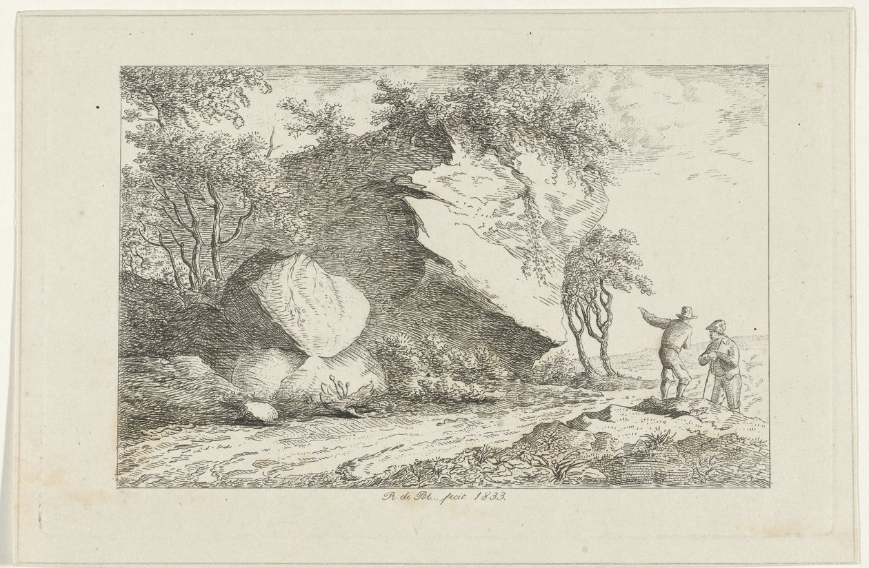Paisagem com duas figuras por uma rocha de Reinierus Albertus Ludovicus baron van Isendoorn à Blois