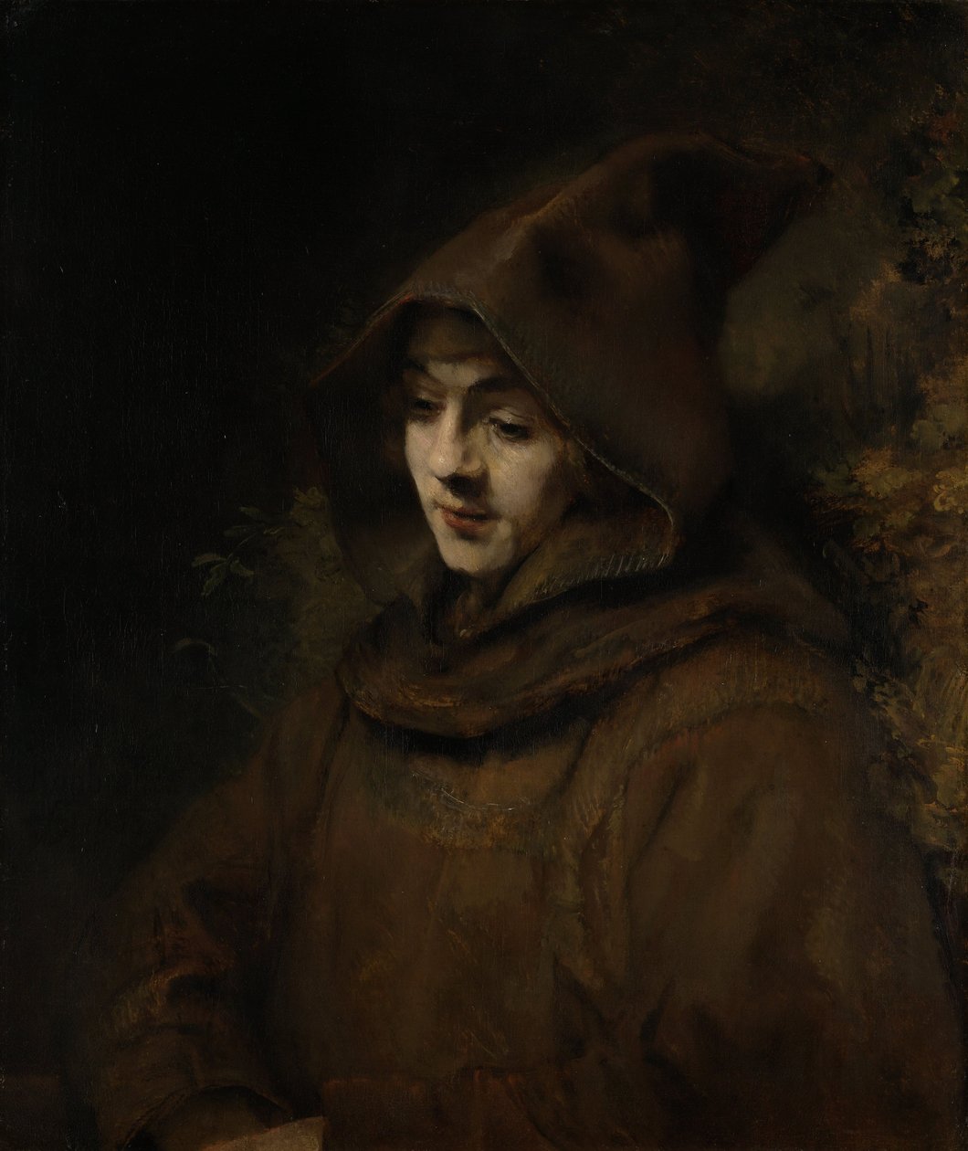 O filho de Rembrandt, Titus, no hábito de um monge de Rembrandt van Rijn