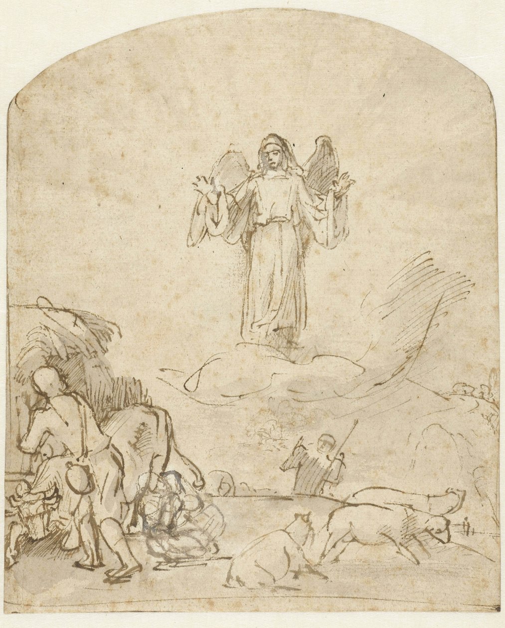 Anunciação aos pastores, c.1650 de Rembrandt van Rijn