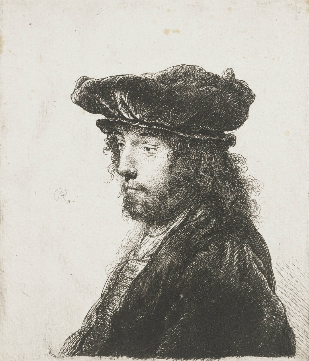 Quarta cabeça oriental, depois de Jan Lievens, 1633-37 de Rembrandt van Rijn