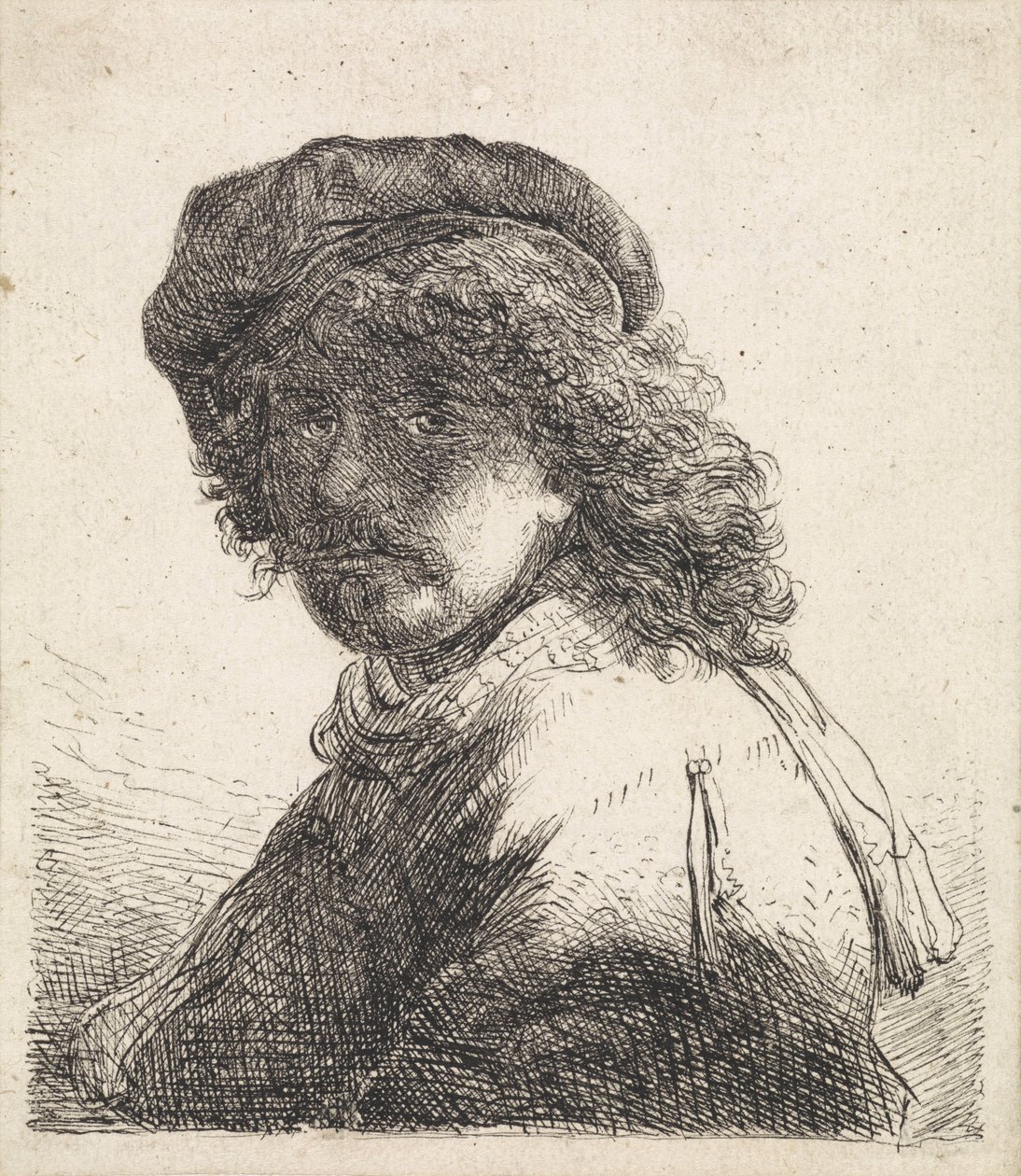 Rembrandt van Rijn em boina e cachecol de Rembrandt van Rijn