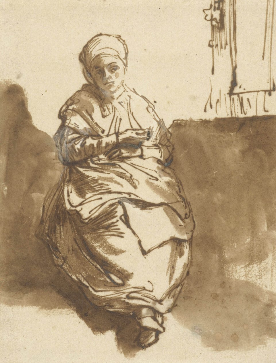 Saskia sentado por uma janela, c.1638 de Rembrandt van Rijn