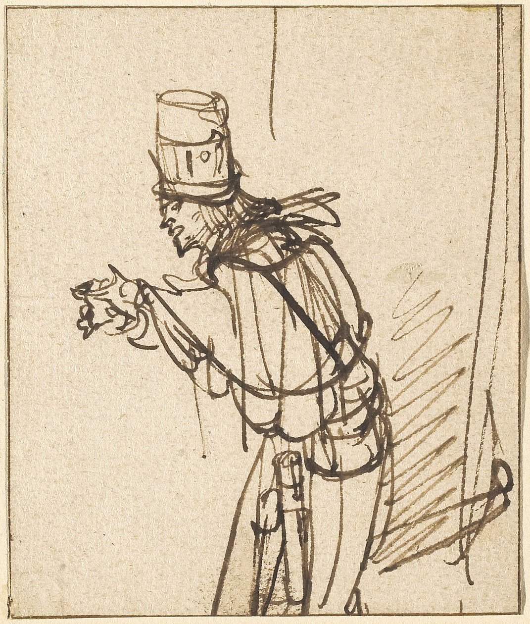 Um Quack, c.1637 (caneta e tinta marrom sobre papel) de Rembrandt van Rijn