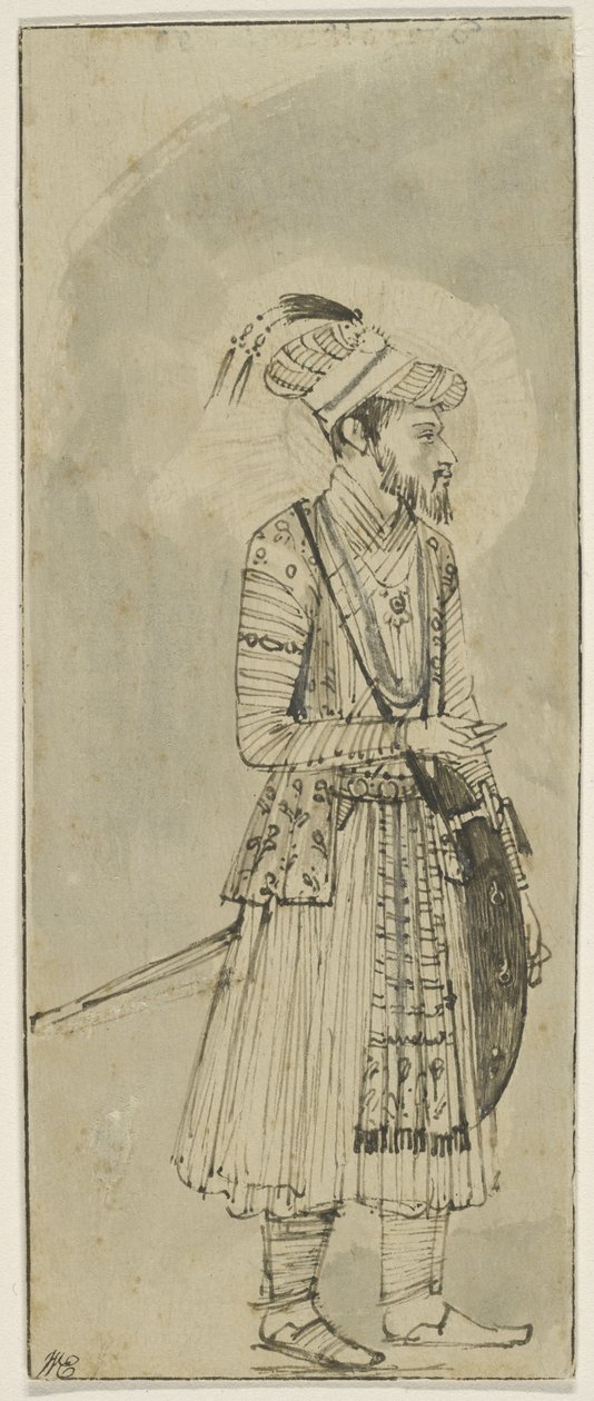 Cópia de uma Miniatura Mughal, c.1655 (caneta e tinta com papel lavado) de Rembrandt van Rijn