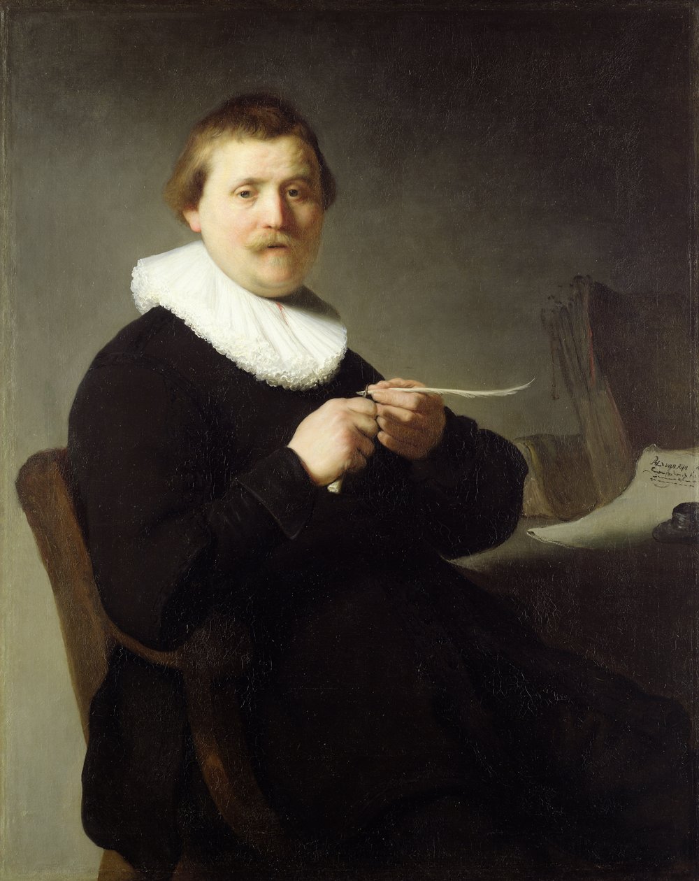 Homem afiando uma pena, 1632 de Rembrandt van Rijn