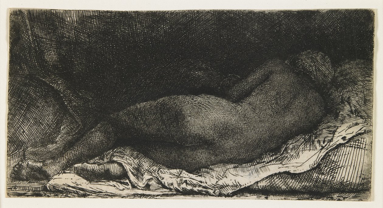 Negress Deitado, 1658 de Rembrandt van Rijn