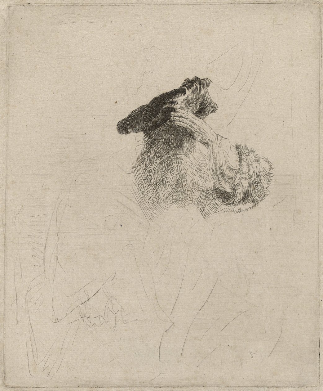 Velho, protegendo os olhos com a mão, c.1639 de Rembrandt van Rijn