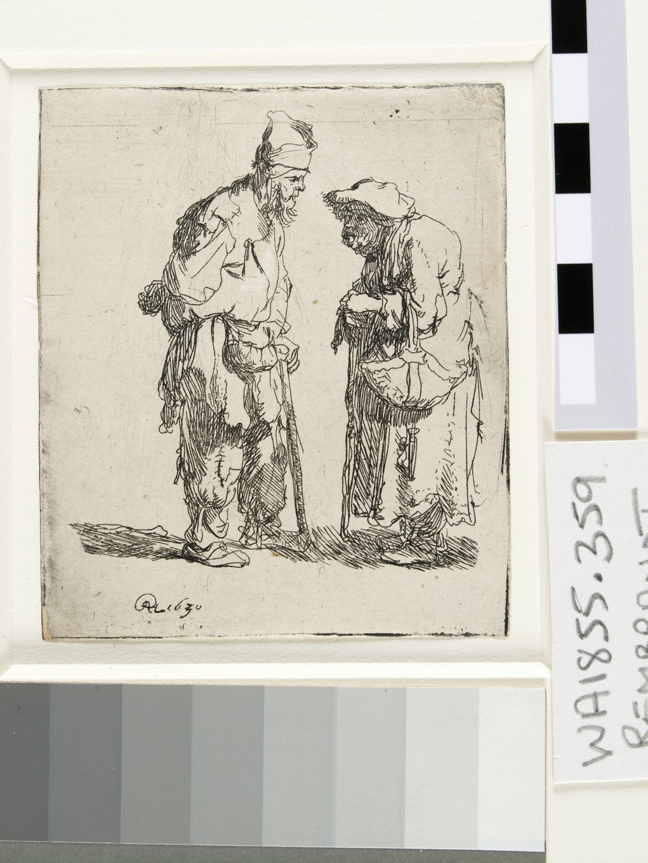 Mendigo e Mendigo conversando, 1630 de Rembrandt van Rijn