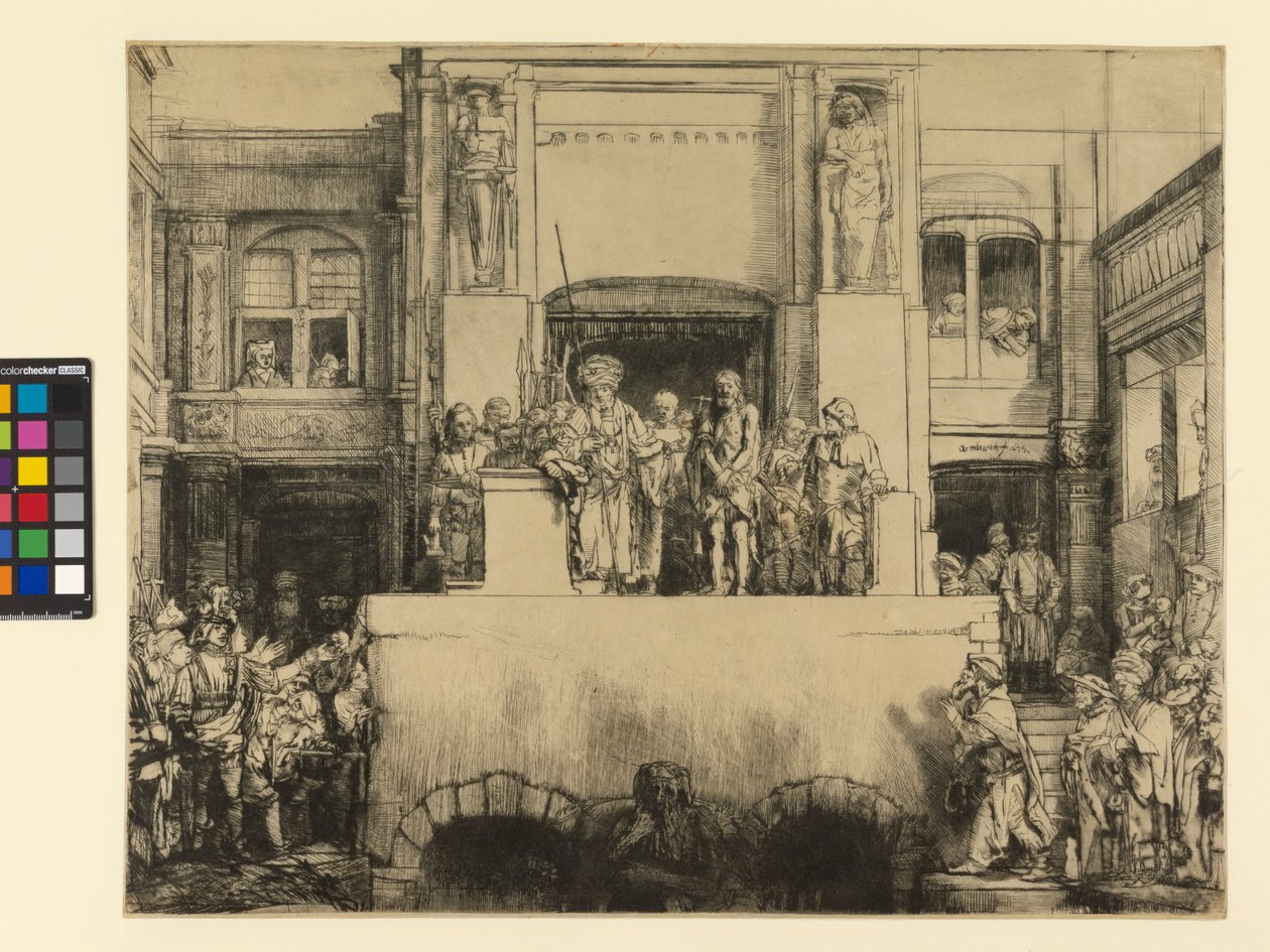 Cristo apresentado ao povo, 1655 (drypoint impresso em papel) de Rembrandt van Rijn