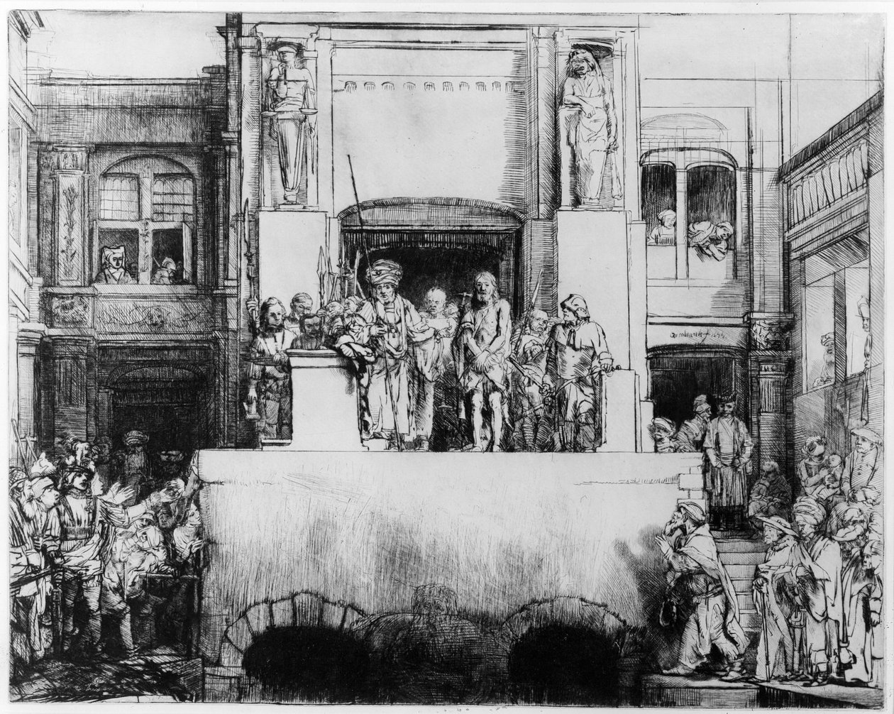 Cristo apresentado ao povo, 1655 (ponto seco) de Rembrandt van Rijn