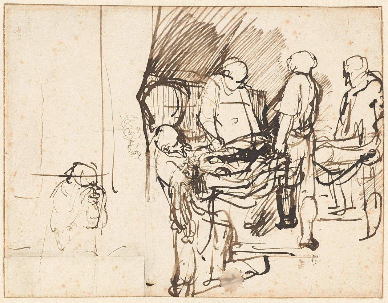 O Entombment sobre um esboço de um carrasco de Rembrandt van Rijn