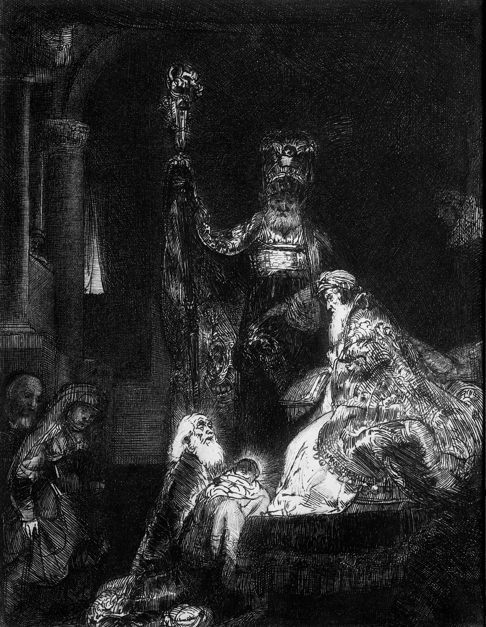 Apresentação no Templo, 1654 (mezzotint) de Rembrandt van Rijn