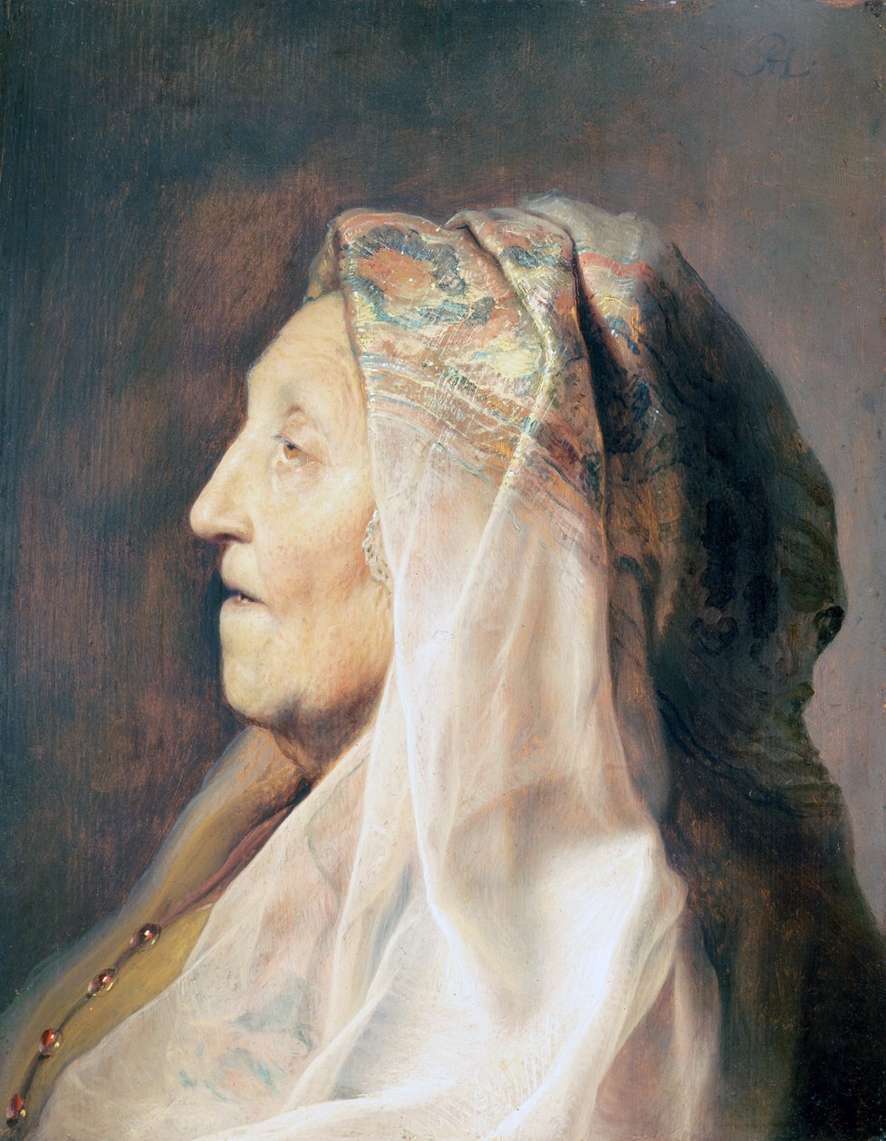Perfil de cabeça de uma mulher velha de Rembrandt van Rijn