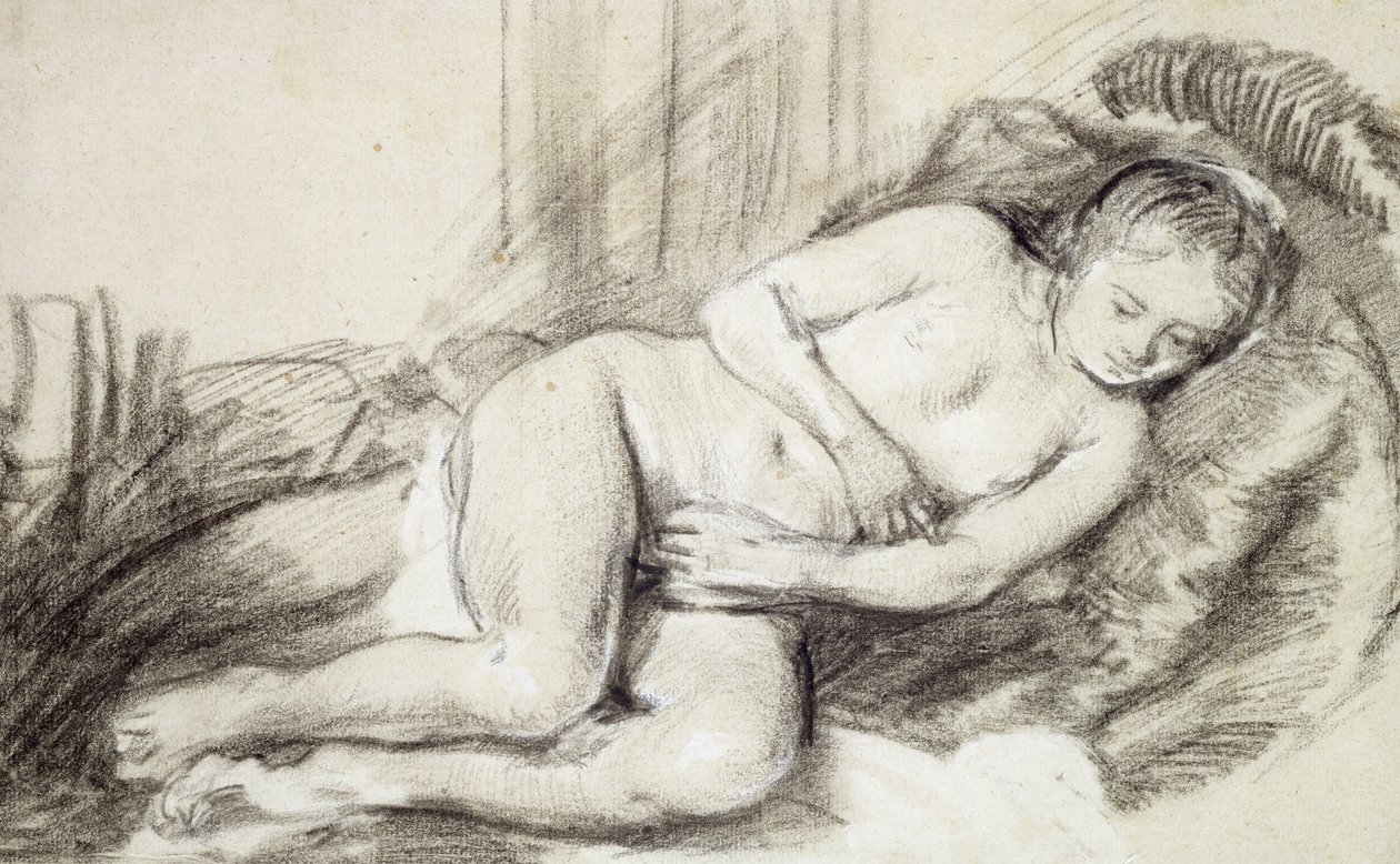 Nu feminino reclinado de Rembrandt van Rijn