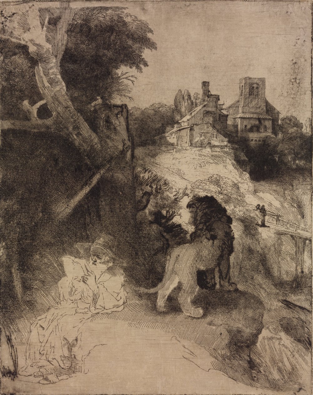 São Jerônimo em uma paisagem italiana de Rembrandt van Rijn