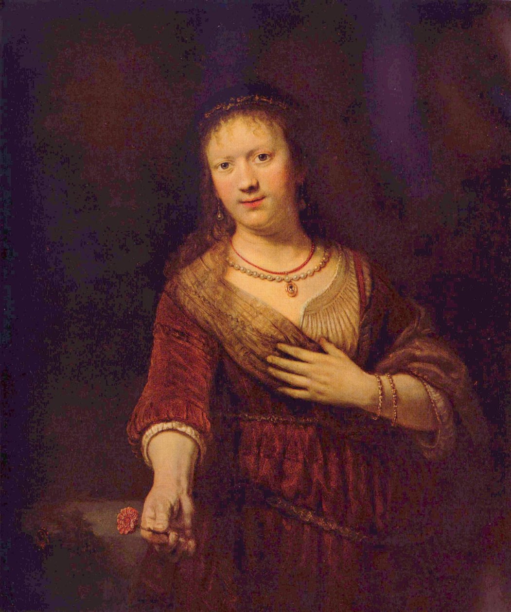 Saskia van Uylenburgh como Flora de Rembrandt van Rijn