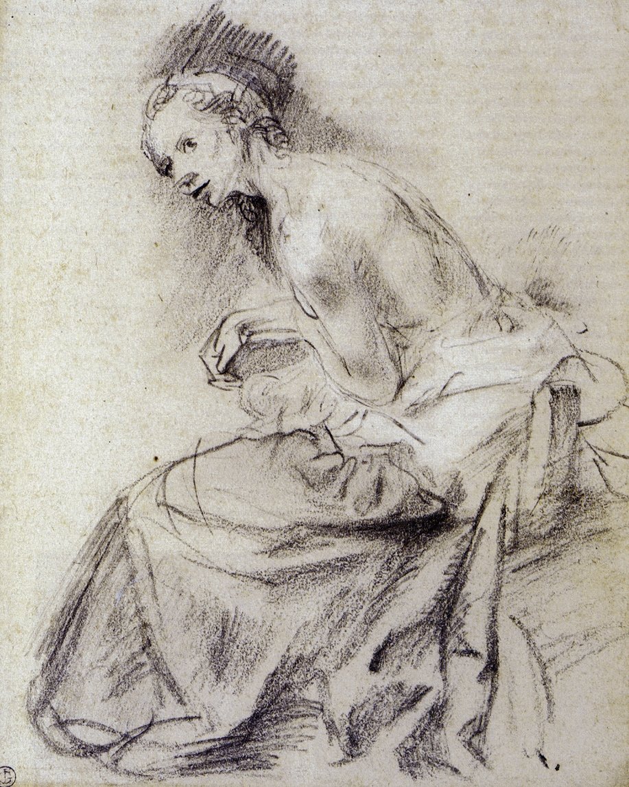 Nude Feminino Sentado de Rembrandt van Rijn