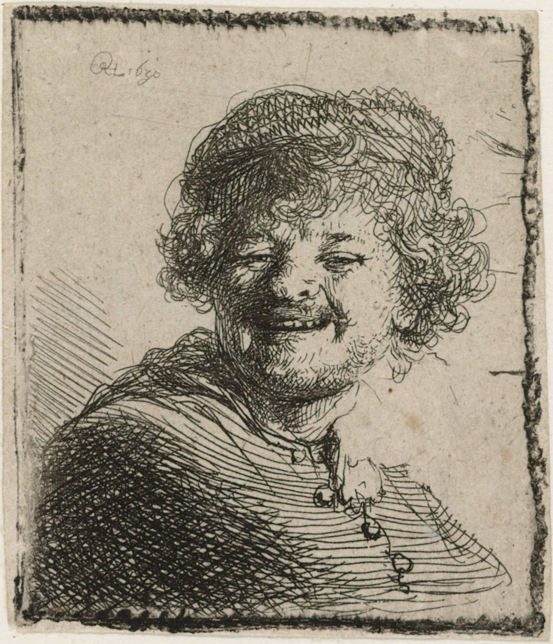 Auto-retrato em um boné de Rembrandt van Rijn