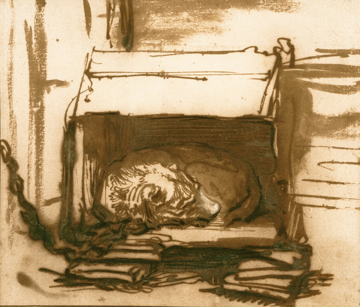 Cão de guarda adormecido de Rembrandt van Rijn
