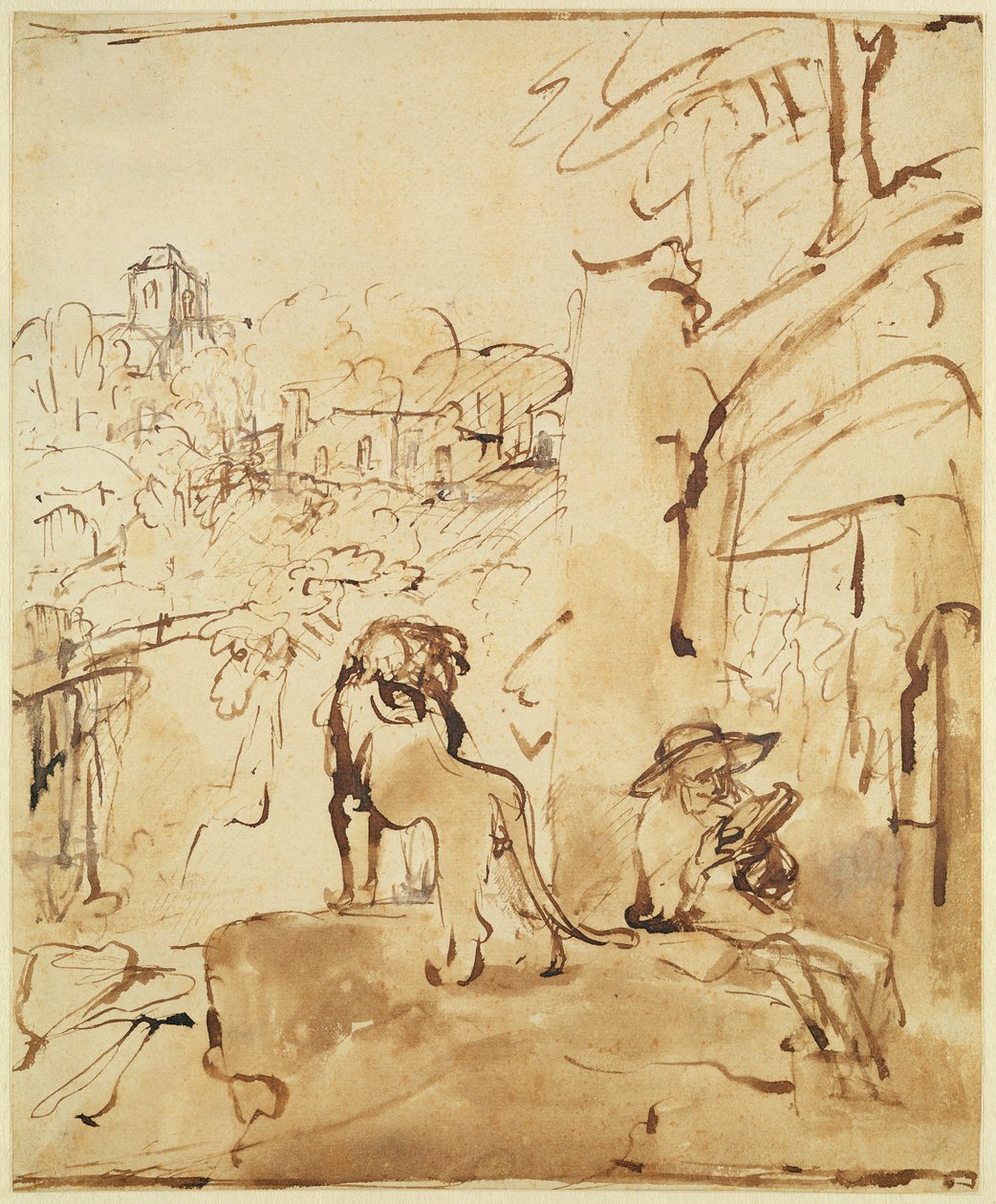 São Jerônimo, lendo em uma paisagem de Rembrandt van Rijn