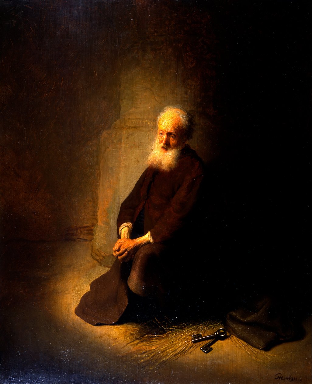 São Pedro na Prisão (O Apóstolo Pedro Ajoelhado) de Rembrandt van Rijn
