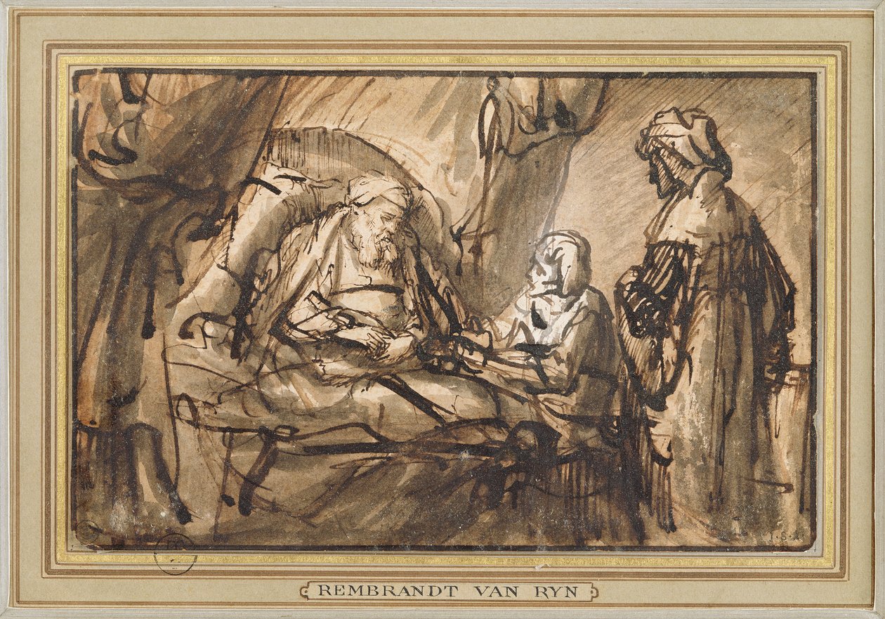 A bênção de Isaac (caneta e tinta) de Rembrandt van Rijn