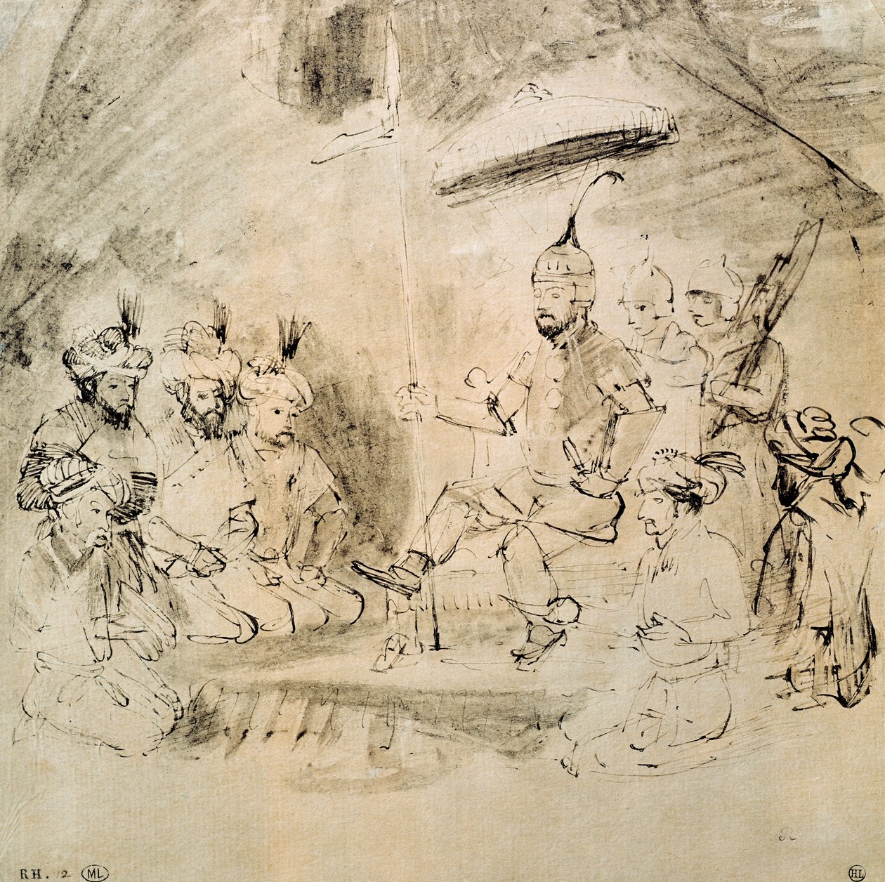 O imperador Timur (1336-1405) em seu trono, depois de uma miniatura indiana de Rembrandt van Rijn