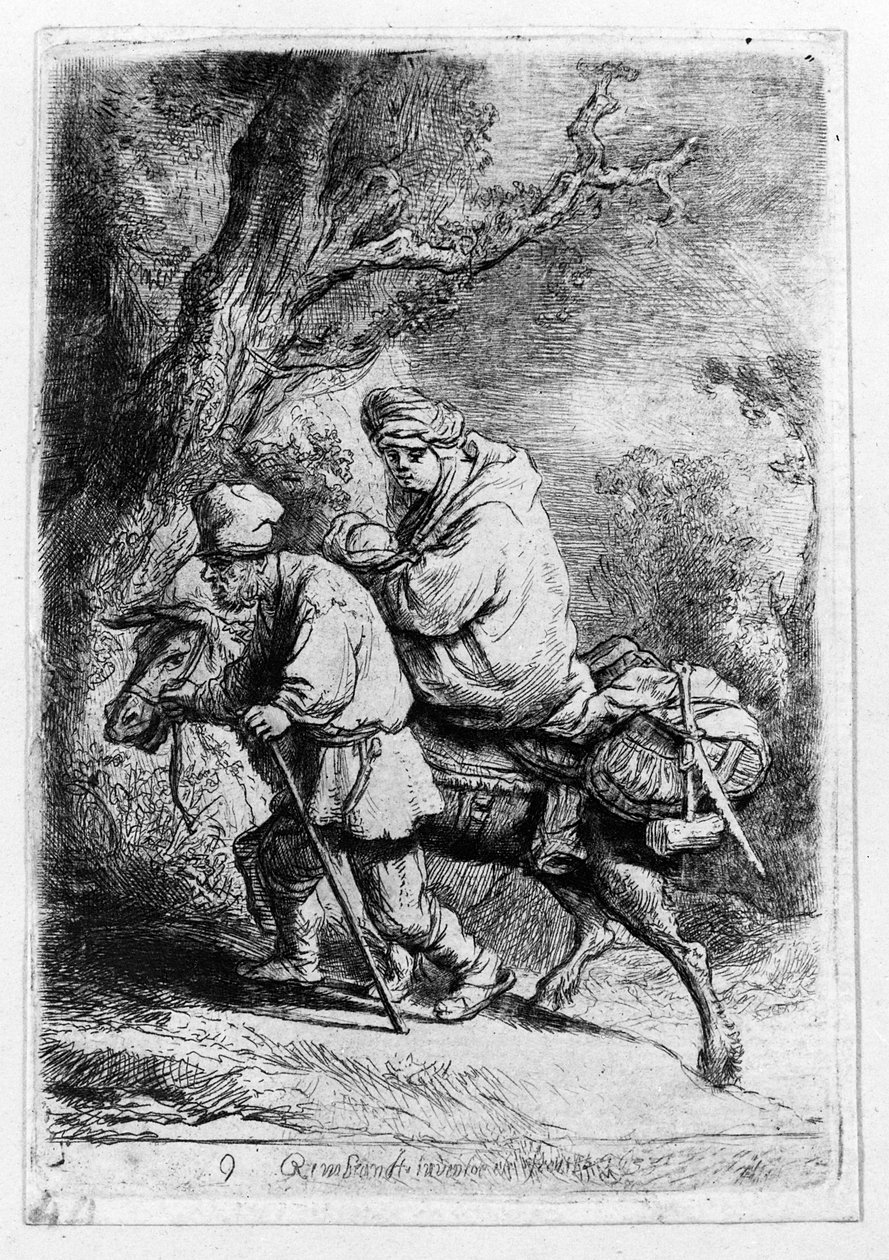 A fuga para o Egito, 1633 de Rembrandt van Rijn