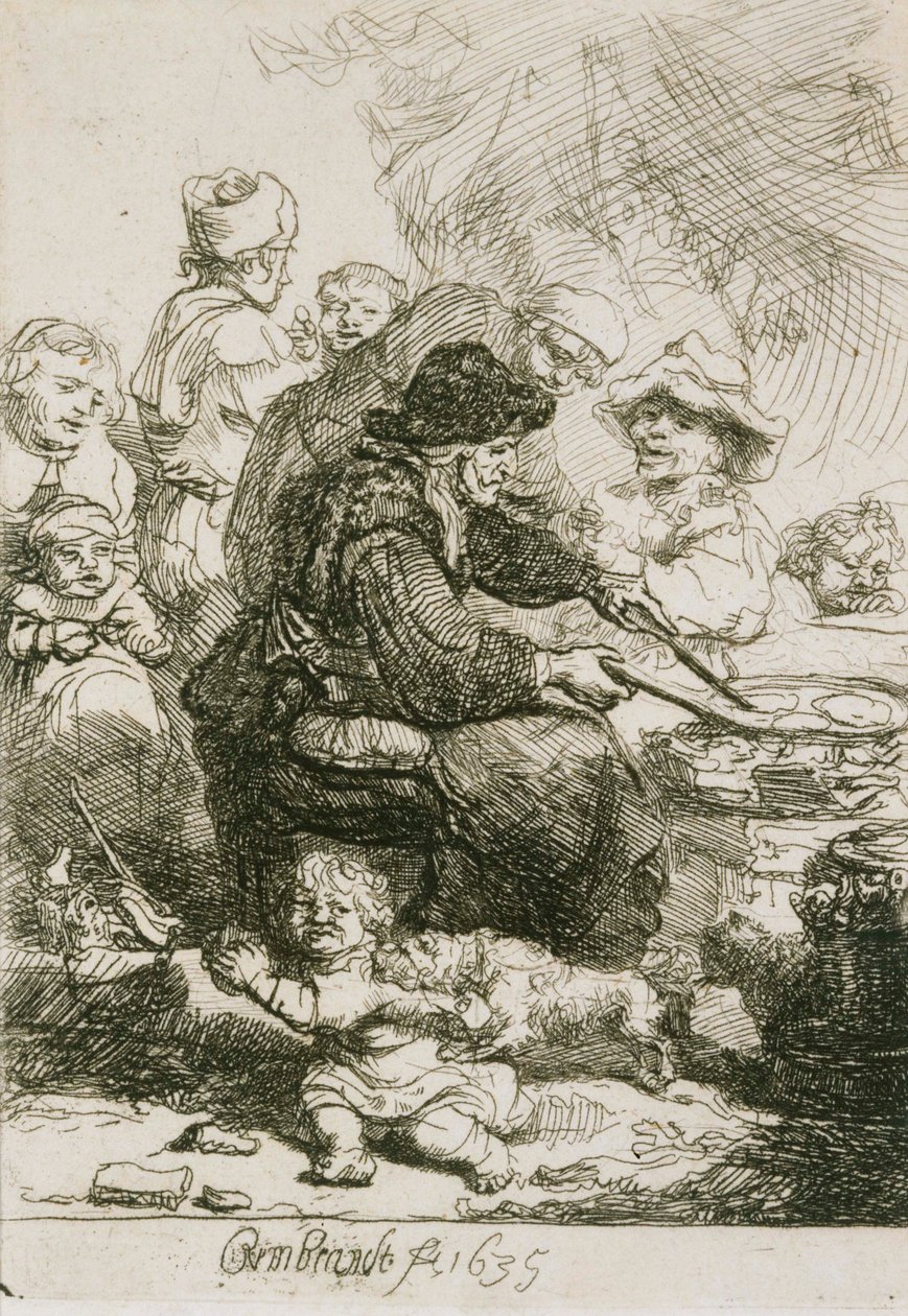 A mulher da panqueca, estado III de Rembrandt van Rijn