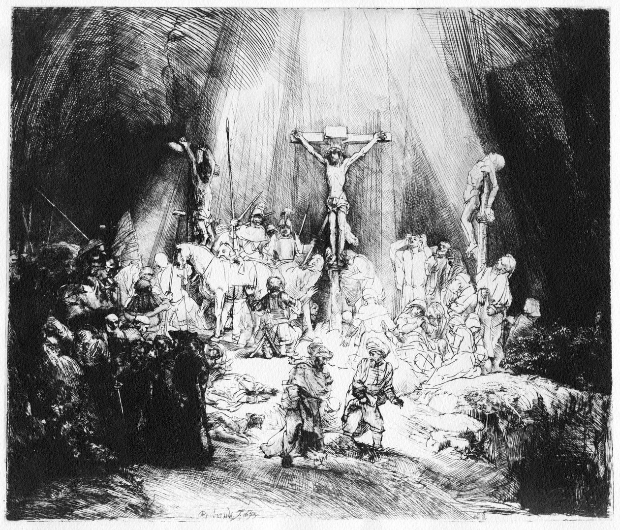 As Três Cruzes, 1653 (ponto seco) de Rembrandt van Rijn