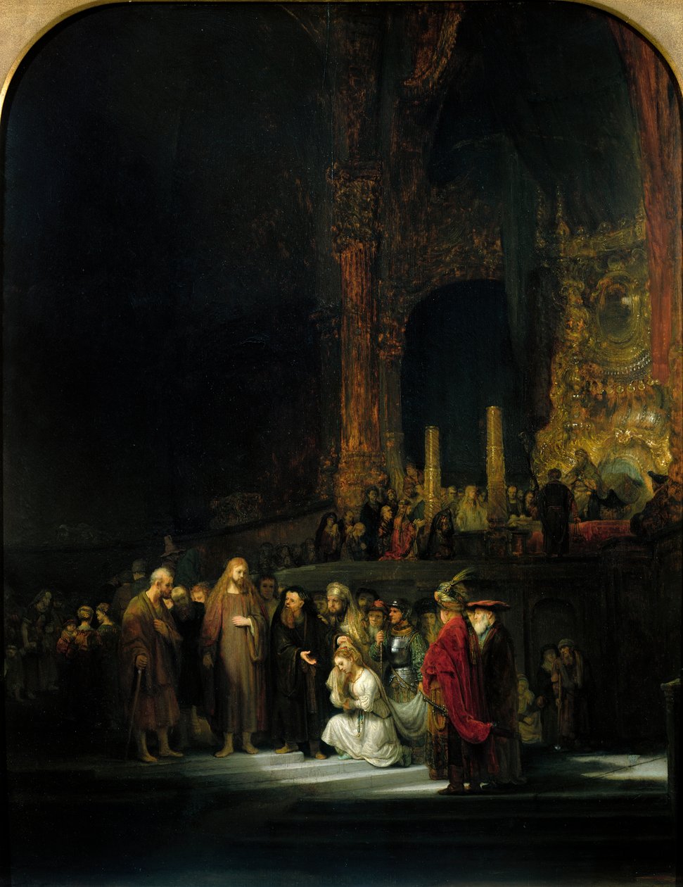 A mulher tomada em adultério, 1644 de Rembrandt van Rijn