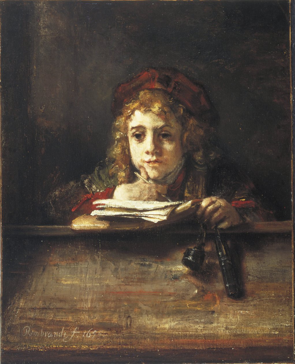 Tito em sua mesa de Rembrandt van Rijn