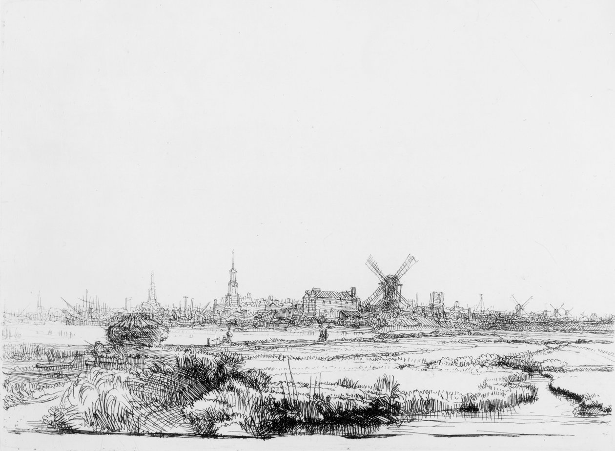 Vista de Amsterdã, c.1640 de Rembrandt van Rijn