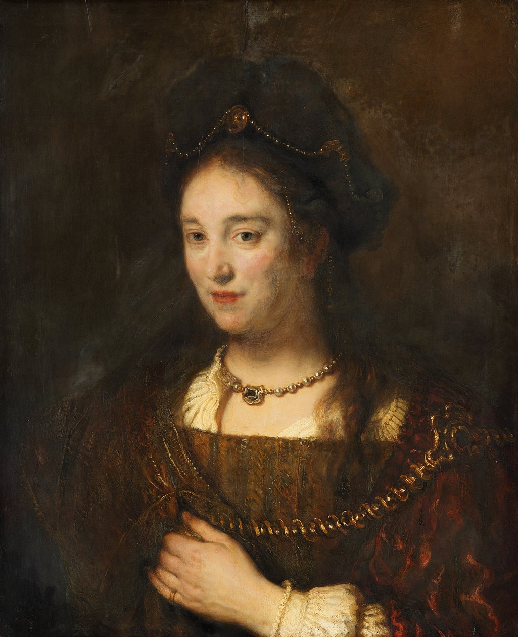 Halffigur de uma mulher com boina de Rembrandt