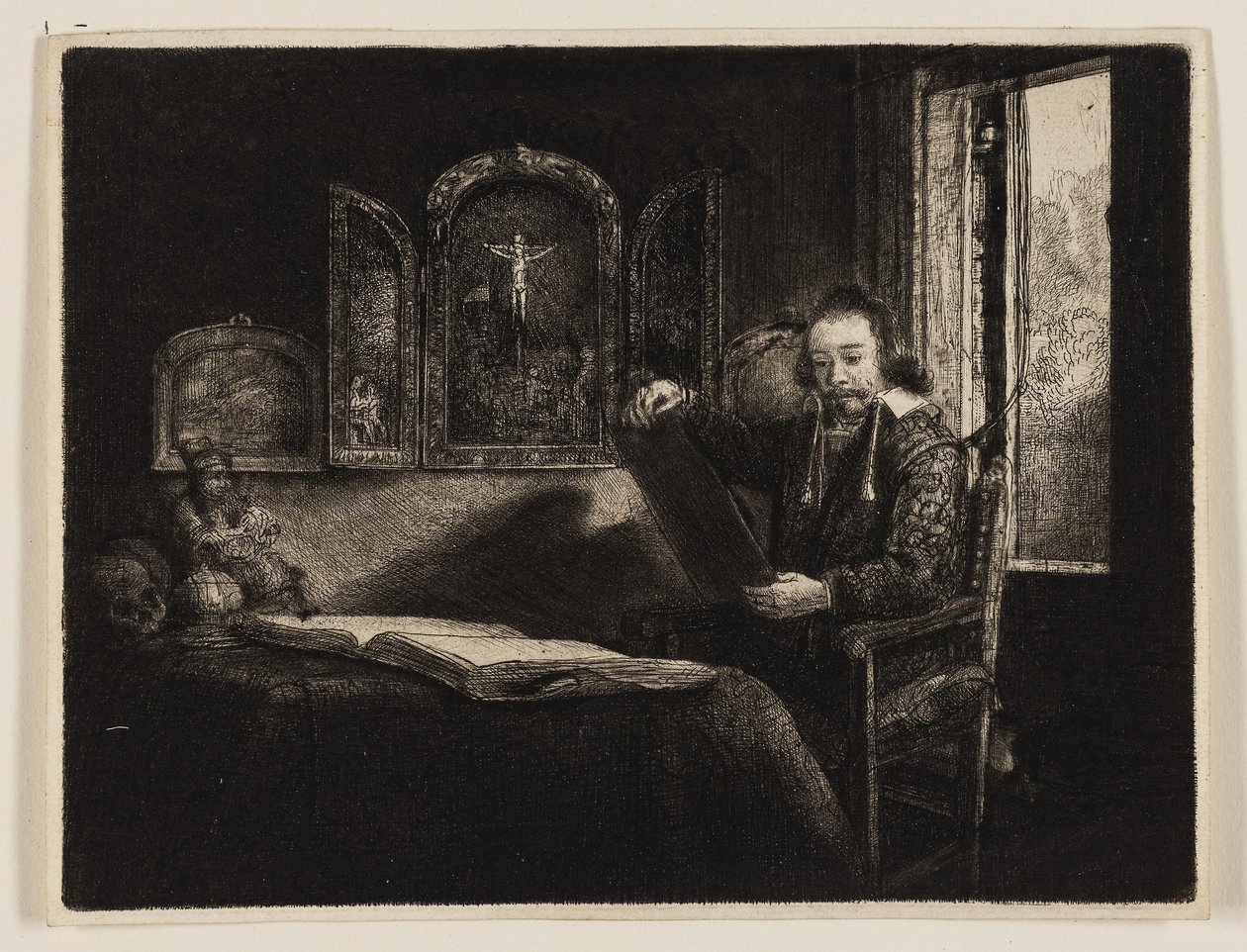 Abraham Francen, Apothecary, c.1657 (gravura e ponto seco em preto sobre papel) de Rembrandt Harmensz. van Rijn