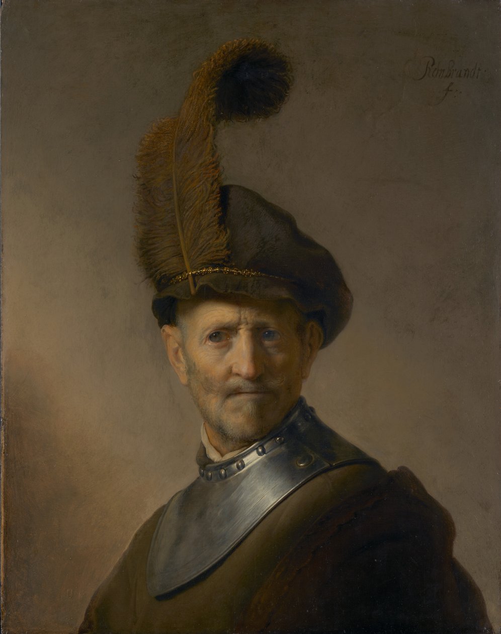 Um velho em traje militar de Rembrandt Harmensz. van Rijn